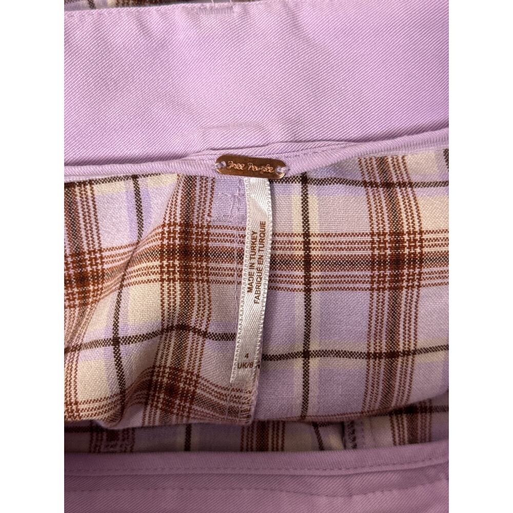 Free People Jules Pants 4 Womens Plaid Wide Leg Retro - Picture 6 of 7